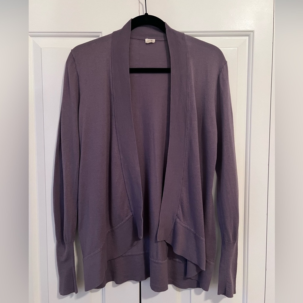 J Crew Factory medium lavender colored open cardigan